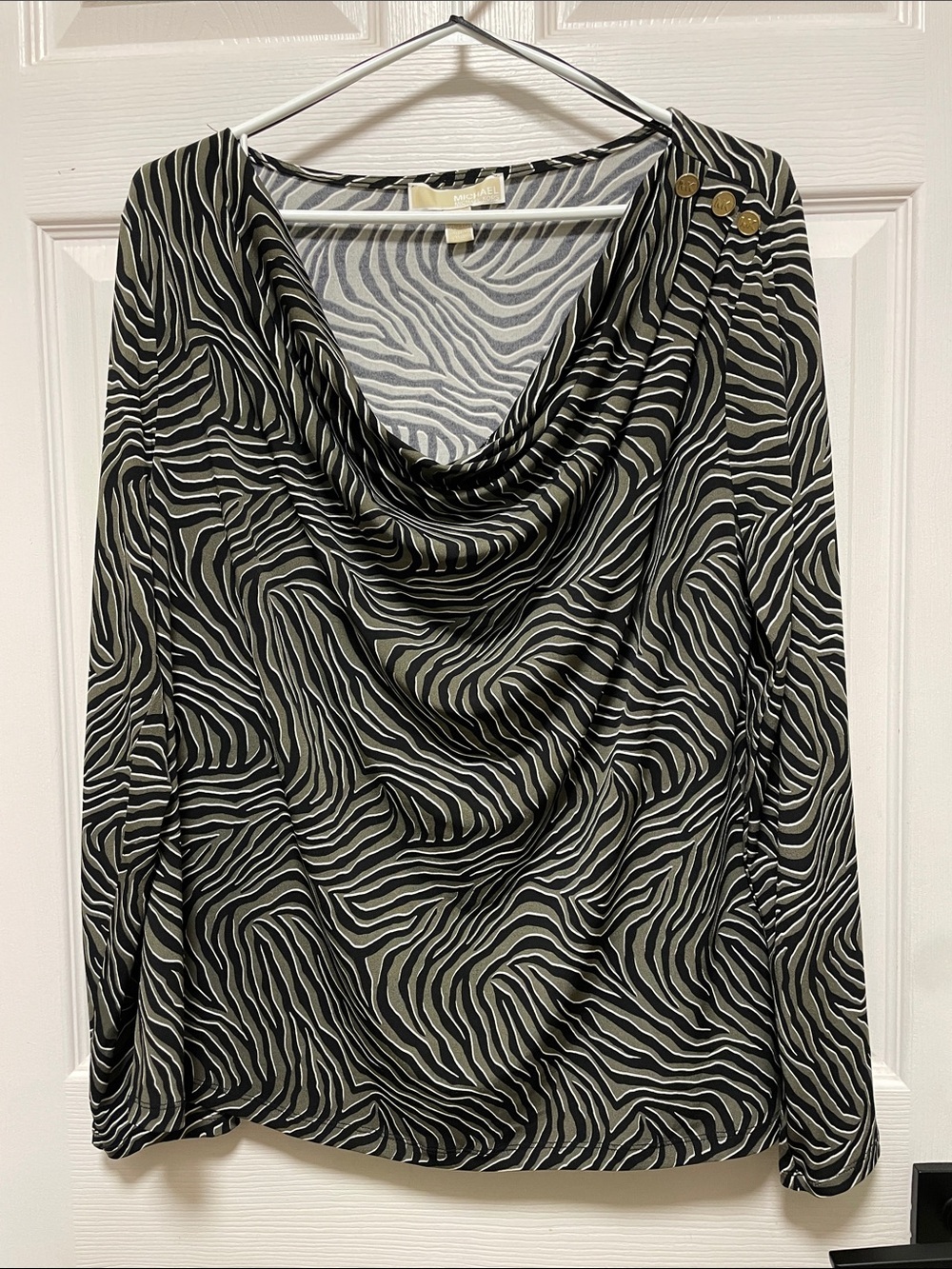 MICHAEL | Michael Kors | Animal/Zebra Print | Cowl | Long Sleeve Top| Size XL